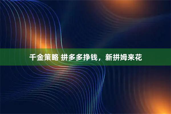 千金策略 拼多多挣钱，新拼姆来花